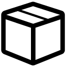 Black outline of a cube on a white background