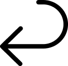 Black left arrow symbol on a white background